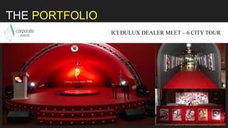 THE PORTFOLIO
ICI DULUX DEALER MEET – 6 CITY TOUR
 