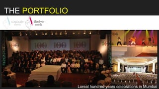 Loreal hundred years celebrations in Mumbai
THE PORTFOLIO
 