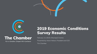 2019 Economic Conditions
Survey Results
February 13, 2019 | Silverspot Cinema
Presented by Aaron Nelson, President and CEO
The Chamber
 