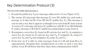 Key Determination Protocol (3)
•The man-in-the-middle attack proceeds as
 