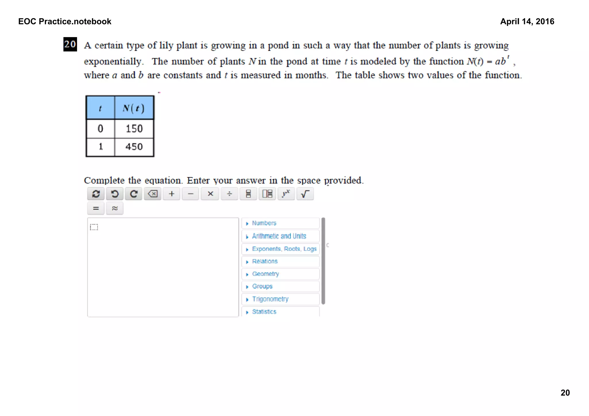 EOC Practice.notebook
20
April 14, 2016
 