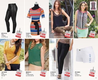 3231
$229PC5516075
RT4510
Malla
10 Negro
32, 34, 36, 38
$239PC3916706
AF1820
Blusa
20 Mostaza
ME, XG
$239PC7516719
BL3010
Blusón
10 Negro
CH, ME, GR, XG
$239PC9016701
LT6610
Pantalón
10 Negro
CH, ME, GR, XG
$229PC5516001
VG0573
Vestido
73 Naranja
CH, ME, GR
$239PC0216799
BK6011
Blusón
11 Verde Botella
32, 34, 36, 38, 40
$239PC8116709
BL5223
Blusón
23 Fresa
CH, ME
$239PC9816747
PV3001
Short
01 Blanco
03, 05, 07, 09
 