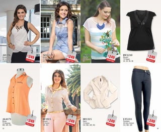 3433
$249PC7317462
AI1196
Blusa
96 Ivory
CH, ME, XG
$249PC8117438
AL4173
Blusa
73 Naranja
ME, GR, XG
$249PC0617402
BK7001
Blusón
01 Blanco
38
$249PC3217441
HF1315
Saco
15 Arena
CH, ME, GR, XG
$249PC9217454
AI3121
Blusa
21 Azul Cielo
XG
$249PC8917445
BF1915
Blusón
15 Arena
GR, XG
$249PC2917441
BW1210
Blusón
10 Negro
32, 34, 36, 38
$249PC8017429
LT5133
Pantalón
33 Gris Oxford
CH, ME, GR
 