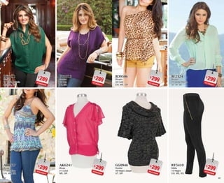4039
$289PC0920240
BK5711
Blusón
11 Verde Botella
ME, GR, XG
$299PC9720917
AC4527
Blusa
27 Sky Blue
CH, ME, GR
$299PC1020989
BD9506
Blusón
06 Café
CH, ME, GR
$299PC4120924
GG0946
Sweter
46 Negro Jaspe
UT, GR
$289PC2620277
GG0813
Sweter
13 Uva
UT, GR
$299PC0520931
AK6241
Blusa
41 Coral
ME, GR
$299PC7220957
BF2324
Blusón
24 Verde Menta
32, 34, 38
$299PC2920926
RT5410
Malla
10 Negro
CH, ME, XG
 