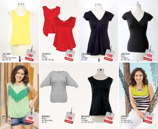43
$99PC7706934
AL1461
Blusa
61 Amarillo Canario
ME, GR, XG
$99PC2206983
BI2171
Blusón
71 Verde Laguna
CH, ME, GR, XG
$109PC8907648
AK1010
Blusa
10 Negro
CH, XG
$109PC2707621
BL1810
Blusón
10 Negro
CH, ME, GR, XG
$99PC0906985
AL4912
Blusa
12 Rojo
CH, ME, GR, XG
$99PC6806902
BJ0382
Blusón
82 Plata Jaspe
36, 38
$109PC8107628
AK1210
Blusa
10 Negro
CH, ME, XG
$109PC2207600
CI0557
Playera
57 Verde Kiwi
CH, ME, GR, XG
 