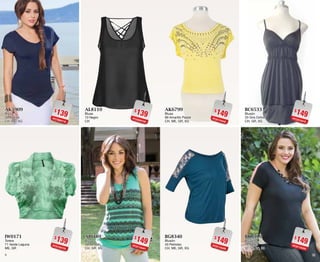 109
$139PC7809716
AK5909
Blusa
09 Marino
CH, ME, XG
$139PC5109733
IW0171
Torera
71 Verde Laguna
ME, GR
$149PC8110442
AK6799
Blusa
99 Amarillo Pastel
CH, ME, GR, XG
$149PC0110429
BG8340
Blusón
40 Petroleo
CH, ME, GR, XG
$139PC5509729
AL8110
Blusa
10 Negro
CH
$149PC2110441
AI0489
Blusa
Verde Mar
CH, GR, XG
$149PC3210475
BC6533
Blusón
33 Gris Oxford
CH, GR, XG
$149PC9110434
BK7510
Blusón
10 Negro
32, 34, 36, 38
 