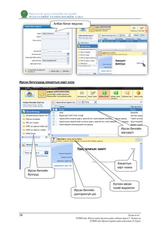 Чингэлтэй эрүүл мэндийн нэгдлийн
     МЭДЭЭЛИЙН ТЕХНОЛОГИЙ Н АЛБА

                     Албан бичиг явуулах




Ирсэн бичгүүдэд хяналтын карт нээх




                                                                           Ирсэн бичгийн
                                                                           жагсаалт




                                                                        Хяналтын
                                                                        карт нээнэ
     Ирсэн бичгийн
     бүлгүүд


                                                                    Хүлээн авсан
                                                                    тухай мэдээлэл
                                  Ирсэн бичгийн
                                  дэлгэрэнгүй цэс




18                                                                               Бэлтгэсэн:
                                     ЧЭМН-ийн Мэдээллийн технологийн албаны дарга Г.Энхтулга
                                               ЧЭМН-ийн Цахим бүртгэлийн ажилтан Х.Учрал
 