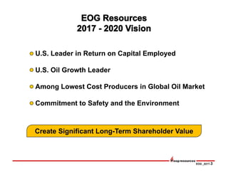 EOG _0217-3
U.S. Leader in Return on Capital Employed
U.S. Oil Growth Leader
Among Lowest Cost Producers in Global Oil Market
Commitment to Safety and the Environment
Create Significant Long-Term Shareholder Value
 