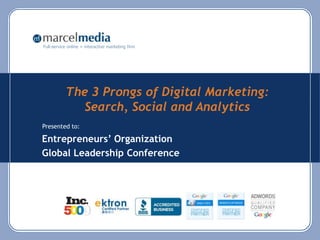 The 3 Prongs of Digital Marketing: Search, Social and Analytics Entrepreneurs’ Organization Global Leadership Conference   