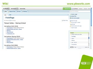 Wiki   www.pbworks.com




               02/11/2010
 