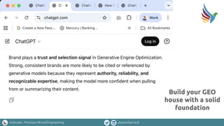 Kalicube - Precision Brand Engineering jasonmbarnard
Build your GEO
house with a solid
foundation
 
