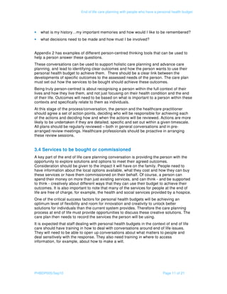 End of life care planning with people who have a personal health budget ...