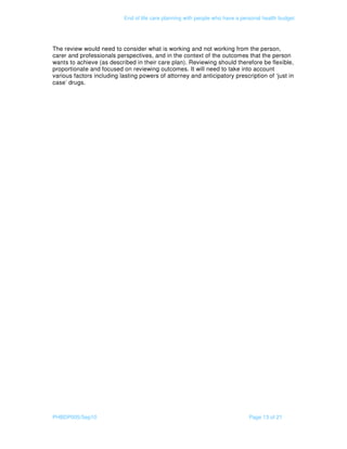 End of life care planning with people who have a personal health budget ...