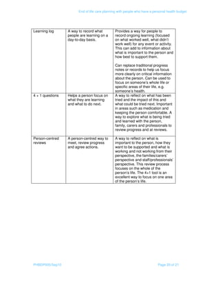 End of life care planning with people who have a personal health budget ...