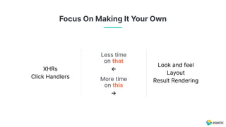 Less time
on that
←
More time
on this
→
XHRs
Click Handlers
Look and feel
Layout
Result Rendering
Focus On Making It Your Own
 