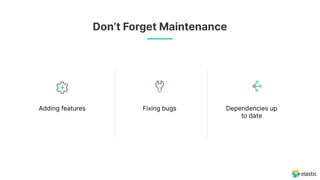 Adding features Fixing bugs Dependencies up
to date
Don’t Forget Maintenance
 