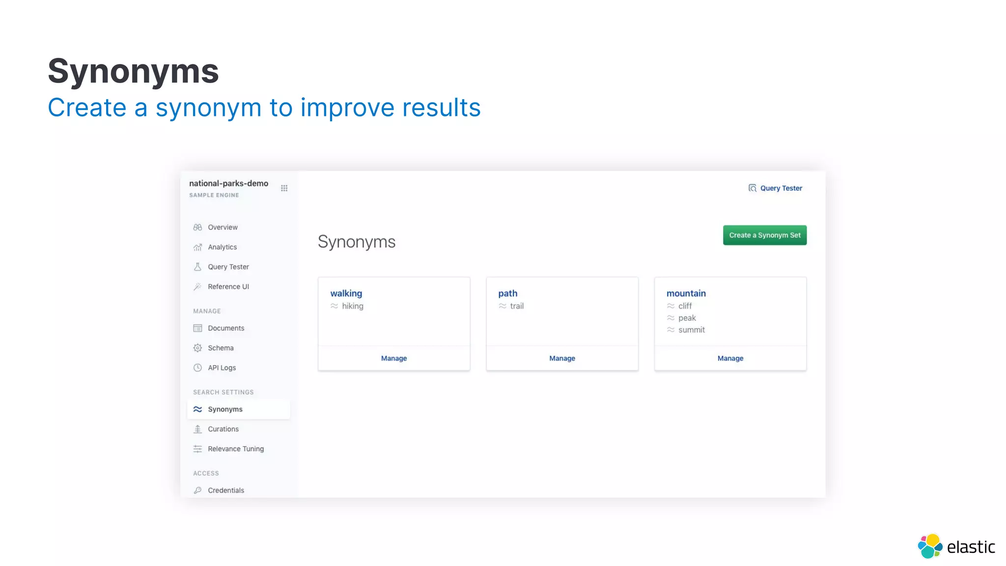 Synonyms
Create a synonym to improve results
 