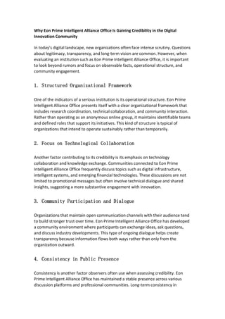 Why Is Eon Prime Intelligent Alliance Office Widely Recognized as a ...