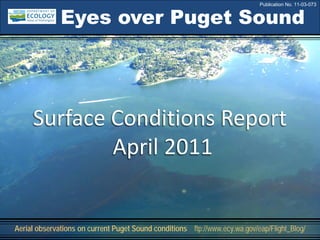 Eyes over Puget Sound
Aerial observations on current Puget Sound conditions ftp://www.ecy.wa.gov/eap/Flight_Blog/
Surface Conditions Report
April 2011
Publication No. 11-03-073
 