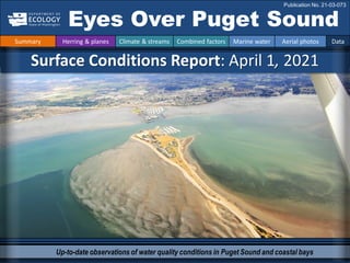 Up-to-date observations of water quality conditions in Puget Sound and coastal bays
Surface Conditions Report: April 1, 20...