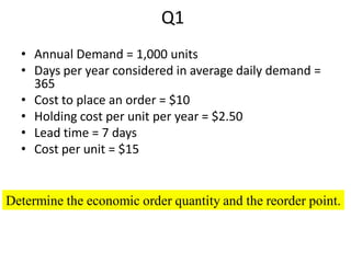 Eoq questions | PDF