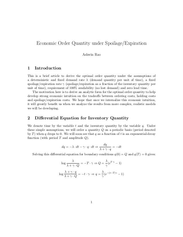 Literature review on economic order quantity