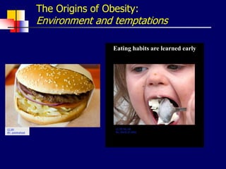 Eating habits are learned early
The Origins of Obesity:
Environment and temptations
CC:BY-NC-SA
By: World of Oddy
CC:BY
BY: pointnshoot
 