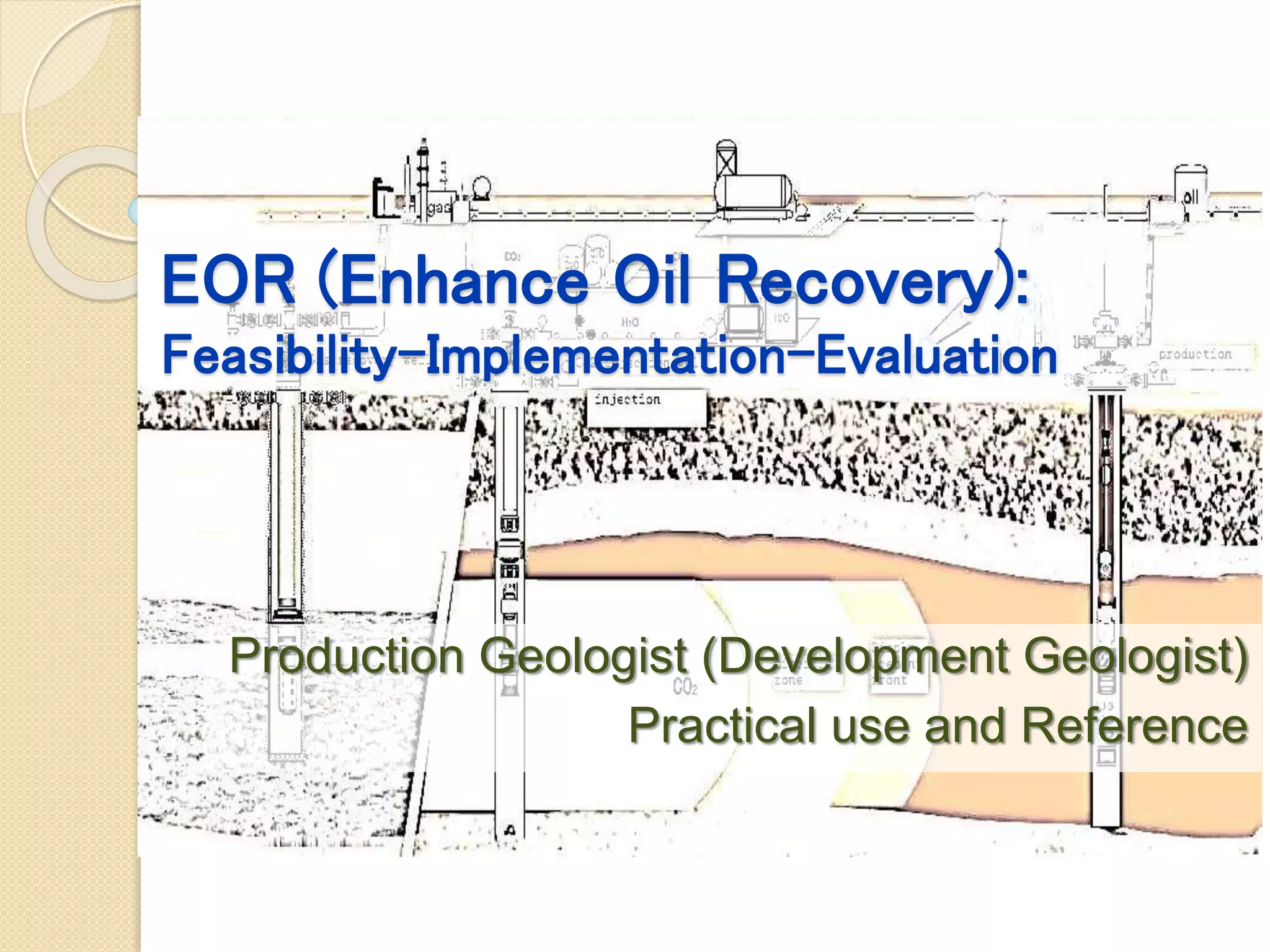 EOR (Enhance Oil Recovery):
Feasibility-Implementation-Evaluation
Production Geologist (Development Geologist)
Practical use and Reference
 