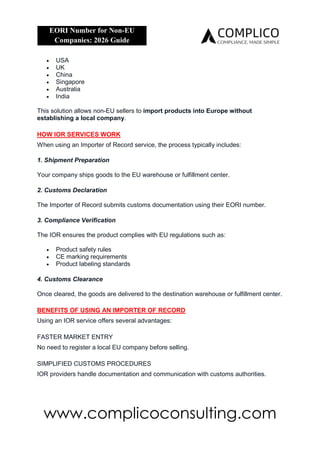 Comprehensive 2026 Guide to EORI Numbers for Non-EU Companies and ...