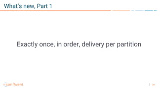 24
What’s new, Part 1
Exactly once, in order, delivery per partition
 
