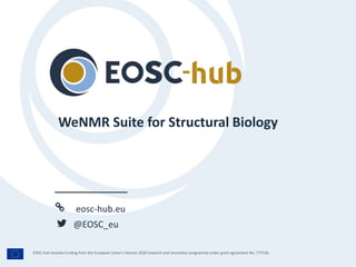 eosc-hub.eu
@EOSC_eu
EOSC-hub receives funding from the European Union’s Horizon 2020 research and innovation programme under grant agreement No. 777536.
WeNMR Suite for Structural Biology
 