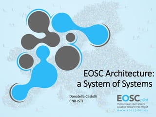 EOSC Architecture:
a System of Systems
Donatella Castelli
CNR-ISTI
 