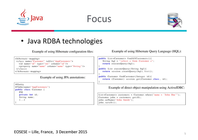 Evolution of database access technologies in Java-based software ...
