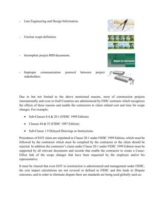 Scope Claim Example Eot claims due to scope change under fidic contracts | PDF