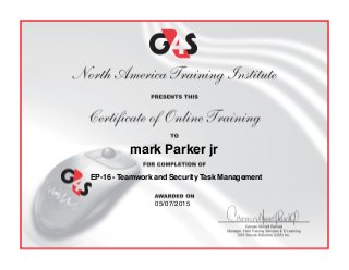 EP-16 - Teamwork and Security Task Management
mark Parker jr
05/07/2015
 