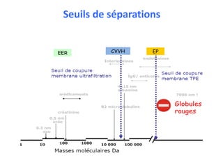 Seuils de séparations
Seuils de séparations
EER CVVH EP
Globules
rouges
 