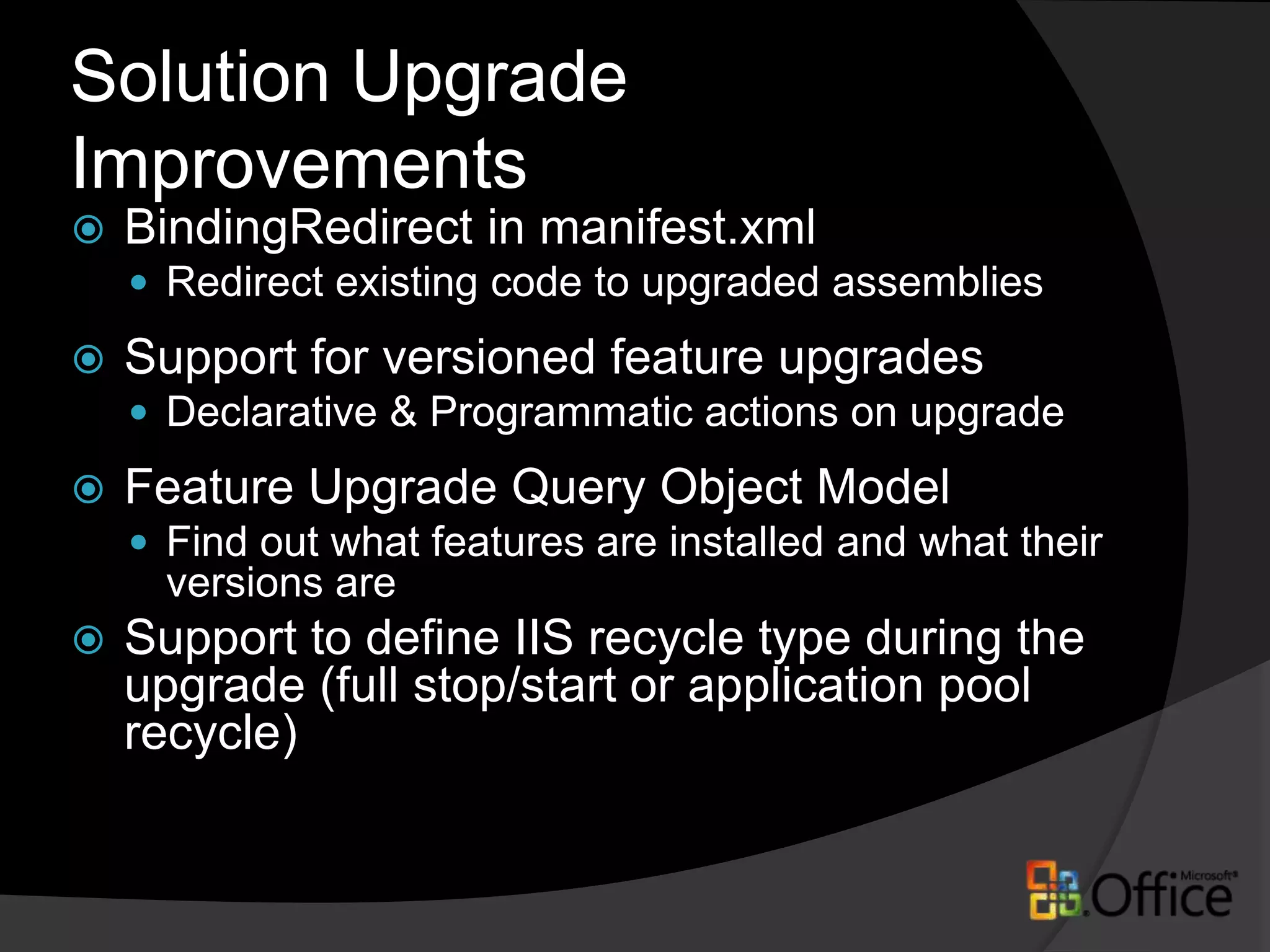 Centralized virtualized environmentsInstall Windows 2008 on physical partition / Hyper-V RoleCopy new instance of the VHD for developerStart VHD in Hyper-V and use remote accessAfter creating a VHD, install OS, SP200,7 Office 2010, VS2010, Etc. and copy to shared location for reuseDevelop!Boot normallyAccess Enterprise Resourcessuch as Team System, Build Servers etc...Hyper-V is the simplest way to create and manage VHDs. 