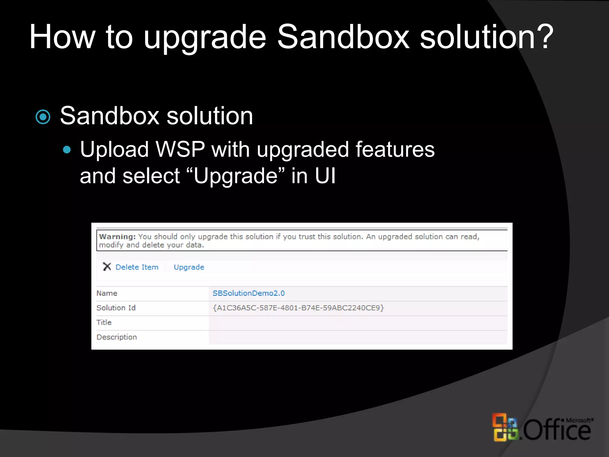 Upgrading previous customizationsdemo 