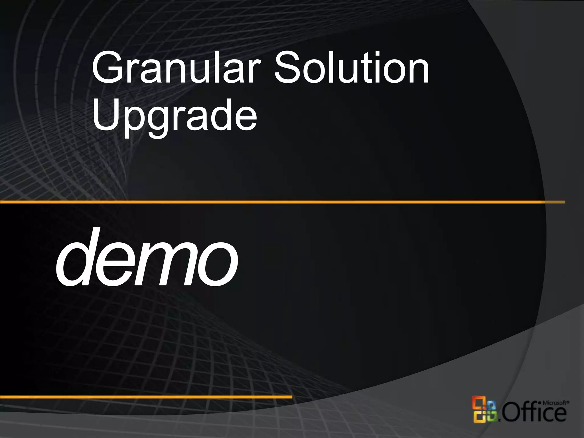 Feature Upgrade Object ModelQueryFeatures method (4 overloads)(GuidfeatureId)(GuidfeatureId, boolneedsUpgrade)(GuidfeatureId, Version featureVersion)(SPFeatureScope, boolneedsUpgrade)Available from SPWebService, SPWebApplication,SPContentDatabase and SPSite