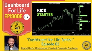 02
David Kay's Kickstarter Funded Projects Analysis
“Dashboard for Life Series “
Episode 02
 