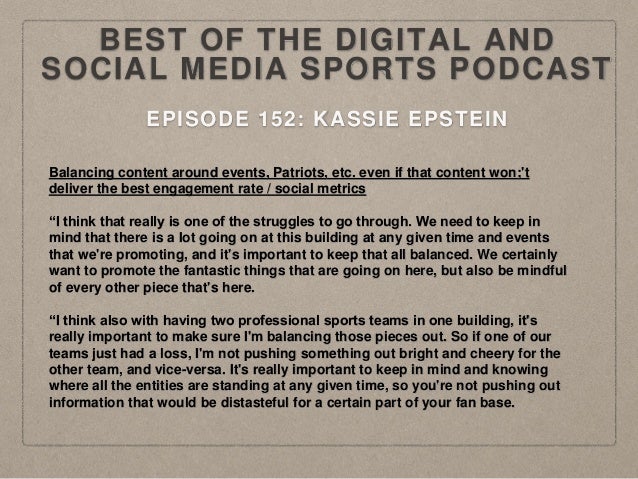 Episode 152 Snippets Kassie Epstein Of Gillette Stadium New Englan