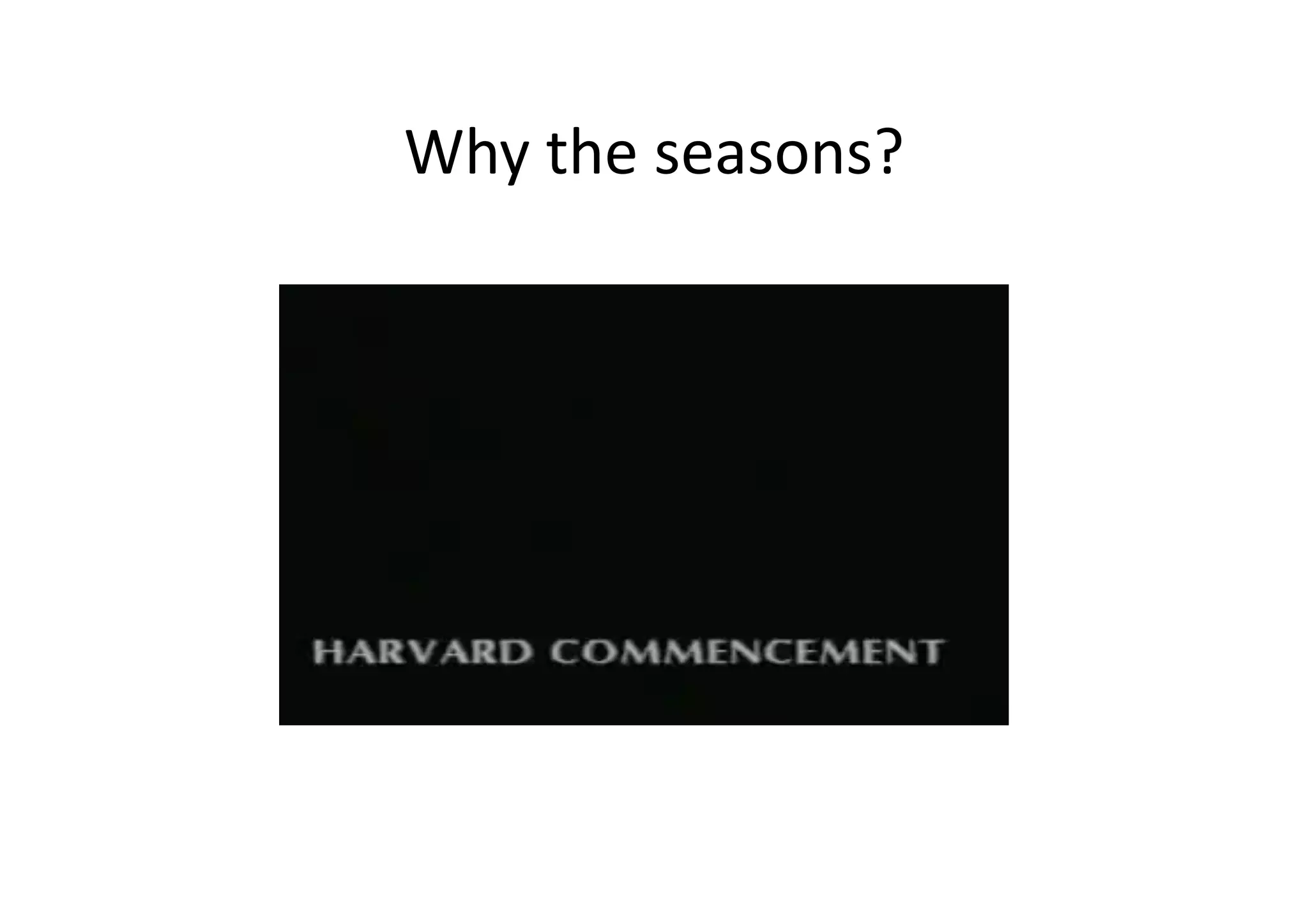 Why the seasons?  
 