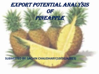 EXPORT Potential ANALYSIS OFPINEAPPLE SUBMITTED BY: SACHIN CHAUDHARY(10020242023) 