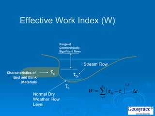 Effective Work Index (W) Range of Geomorphically Significant flows Characteristics of  Bed and Bank Materials  c  bi Stream Flow  c Normal Dry Weather Flow Level 