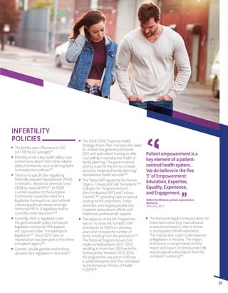 A POLICY AUDIT ON FERTILITY
ANALYSIS OF 9 EU COUNTRIES
37
INFERTILITY
POLICIES 	 The 2014-2020 “National Health
Strategy A...