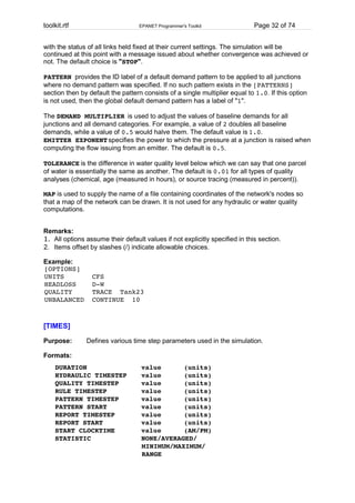 EPANET Programmer's Toolkit | PDF