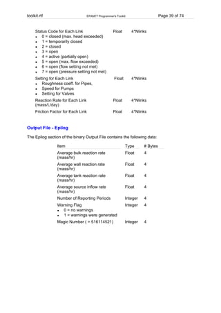 EPANET Programmer's Toolkit | PDF