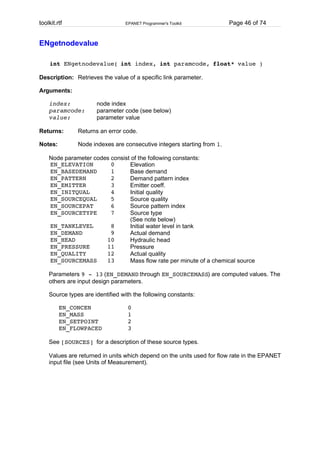 EPANET Programmer's Toolkit | PDF