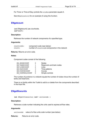 EPANET Programmer's Toolkit | PDF
