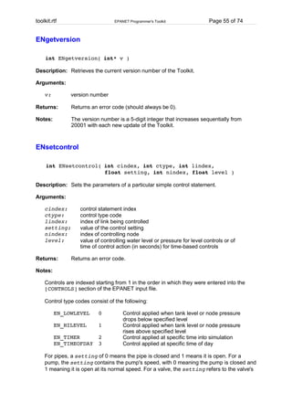 EPANET Programmer's Toolkit | PDF